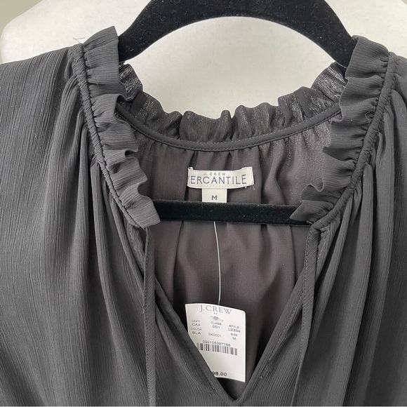 J Crew Mercantile Smocked tie-front dress Black Size Medium - Picture 3 of 6